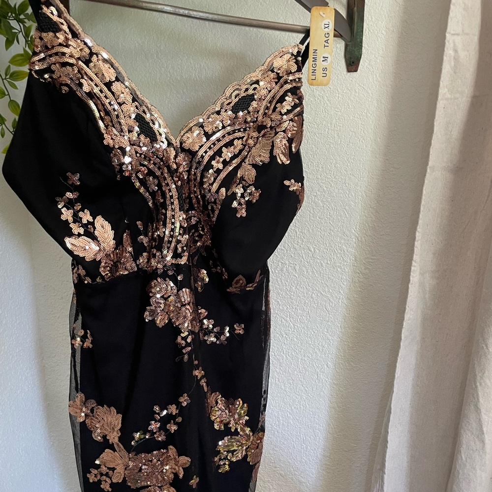 Black and gold dress